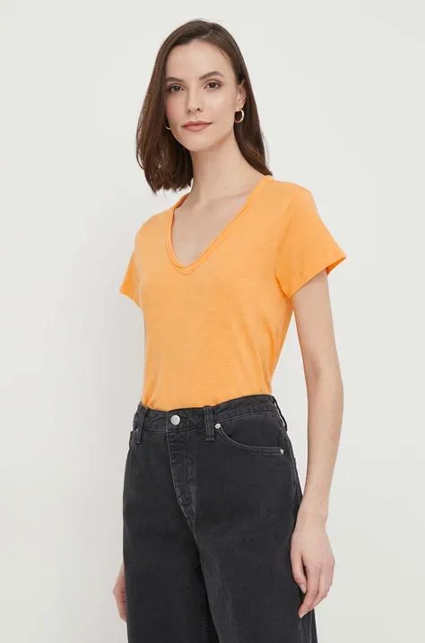 Bavlněné tričko Mos Mosh oranžová barva