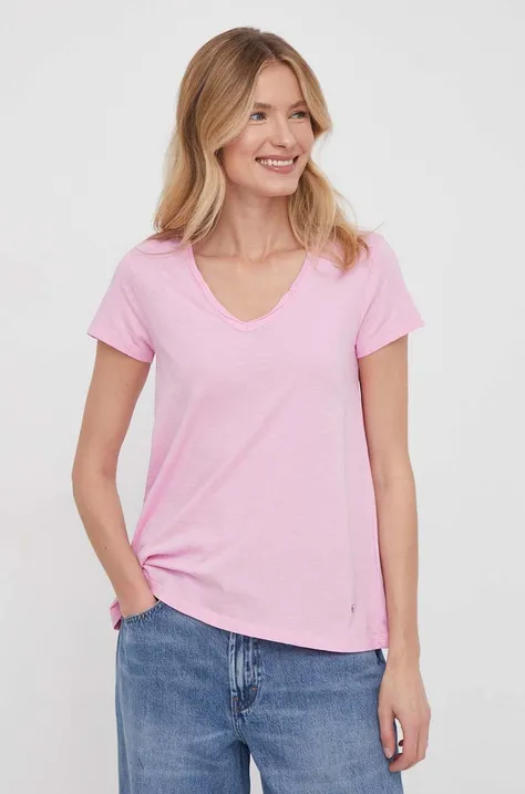 Mos Mosh t-shirt bawełniany damski kolor różowy