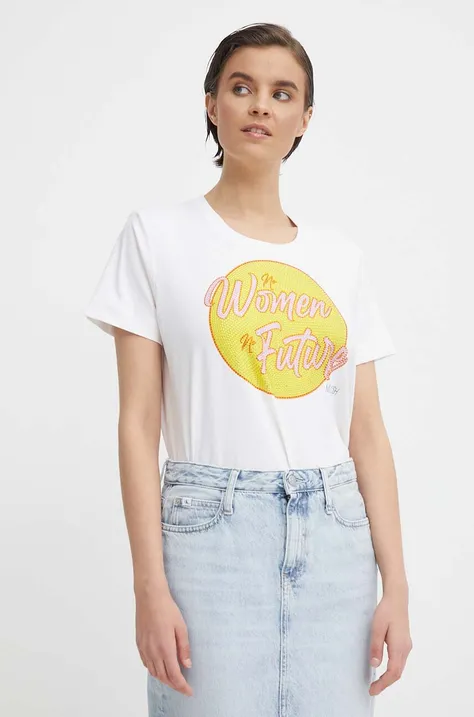 Βαμβακερό μπλουζάκι Mos Mosh γυναικεία, χρώμα: άσπρο