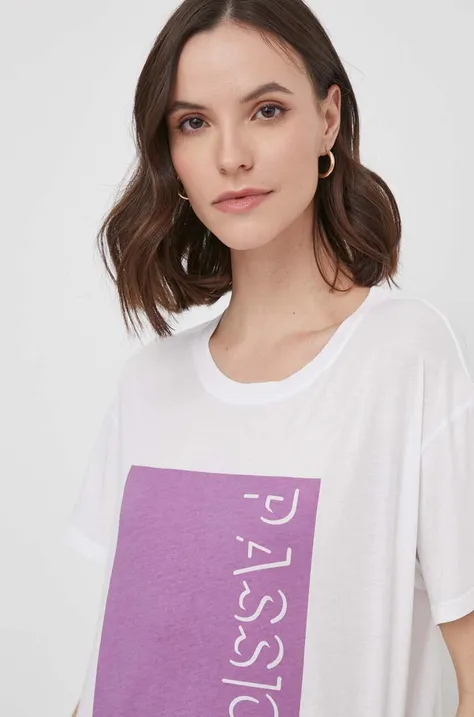 Bavlněné tričko Mos Mosh fialová barva