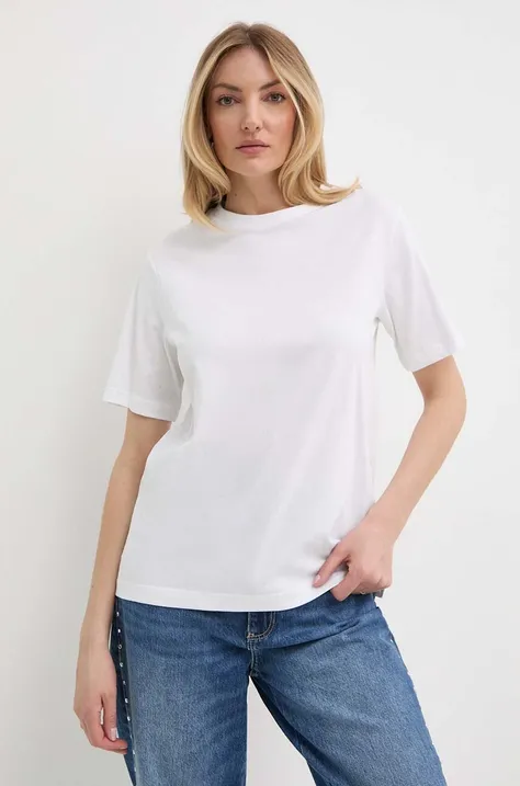 Bavlnené tričko Silvian Heach dámsky, biela farba