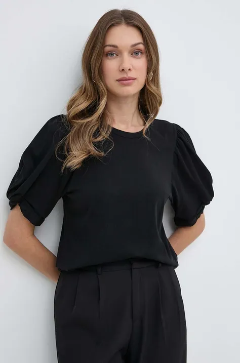 Βαμβακερό μπλουζάκι Silvian Heach γυναικεία, χρώμα: μαύρο