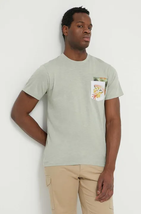 Bomboogie t-shirt bawełniany męski kolor zielony z nadrukiem TM8418TJSG4