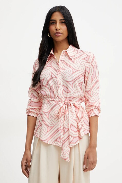 Silvian Heach cămașă LOVENI femei, culoarea bej, cu guler clasic, regular, GPP25363BL