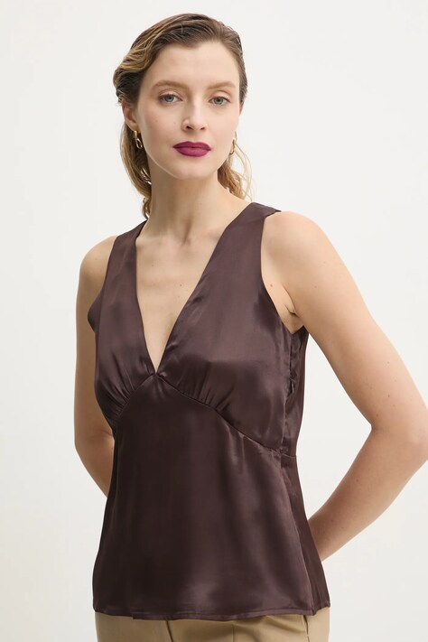 2NDDAY bluza Valenci femei, culoarea maro, neted, 2252137287