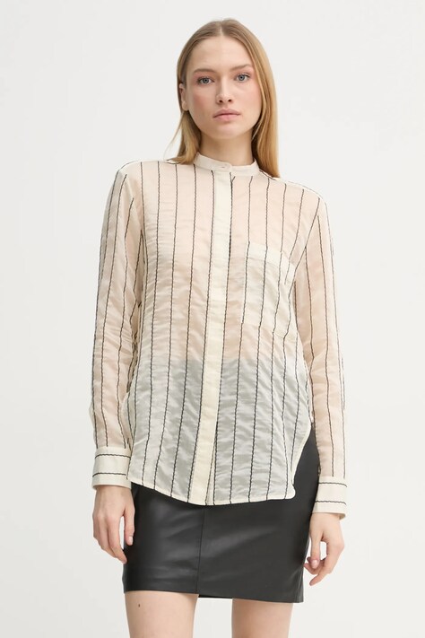 Day Birger et Mikkelsen camasa Yrsa femei, culoarea bej, cu guler stand-up, relaxed, DAY65243773