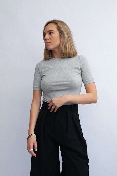 Muuv T-shirt damski z bawełną BASIC szary