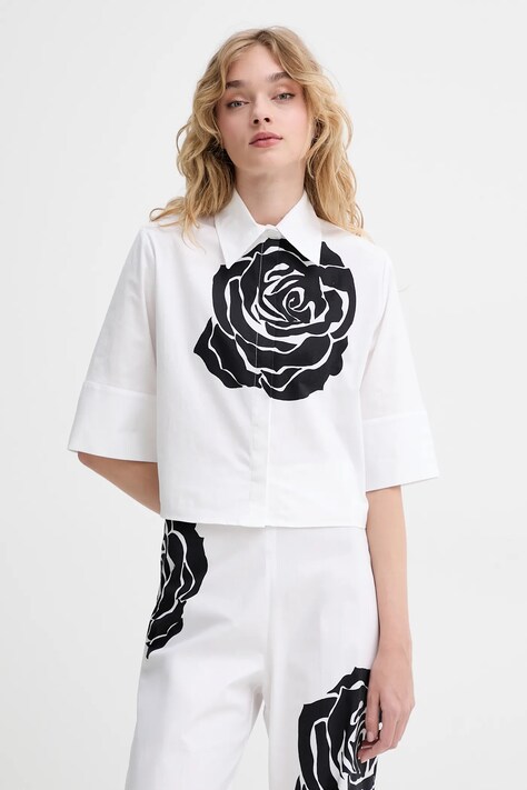Blugirl Blumarine cămașă culoarea alb, cu guler clasic, regular, RA5044.T2993