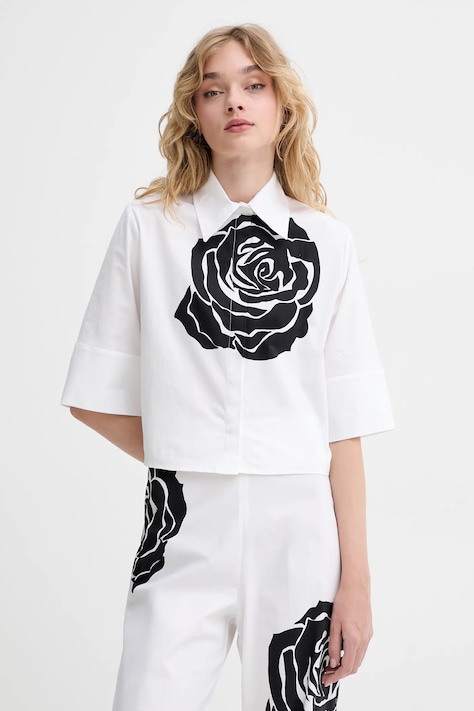 Blugirl Blumarine koszula damska kolor biały regular z kołnierzykiem klasycznym RA5044.T2993