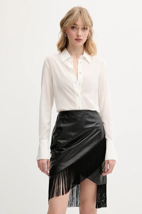 Blugirl Blumarine cămașă de mătase culoarea bej, cu guler clasic, regular, RA5171.T2949