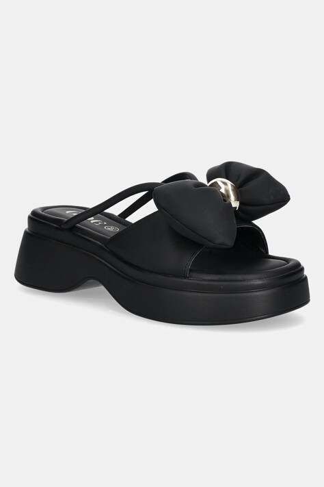 GOE klapki damskie kolor czarny na platformie RR2N4121