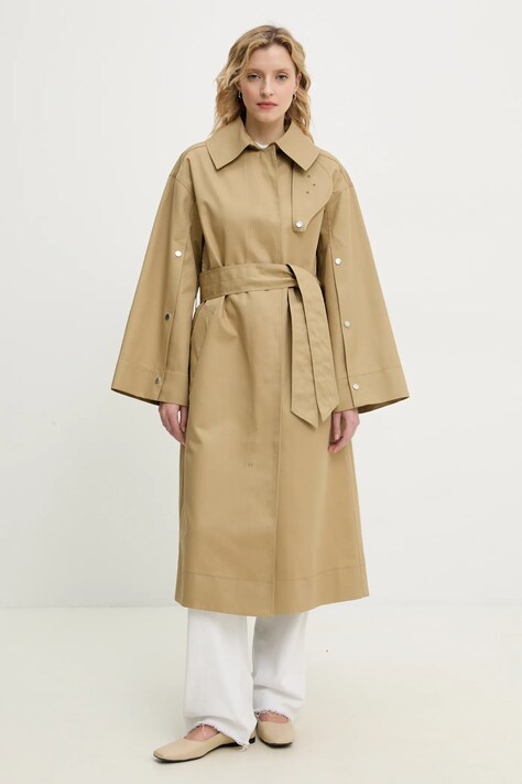 Day Birger et Mikkelsen palton de bumbac Lior femei, culoarea verde, de tranzitie, oversize, DAY65243712