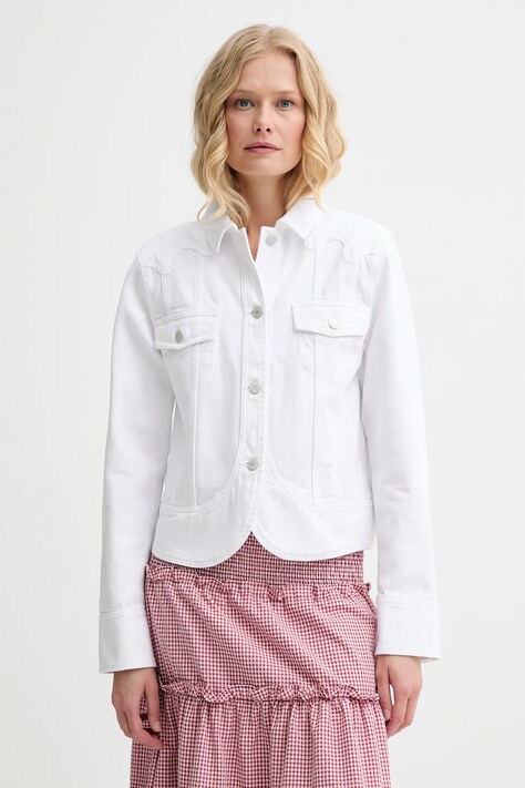 Džínová bunda Alohas Casilda bílá barva, přechodná, R100862