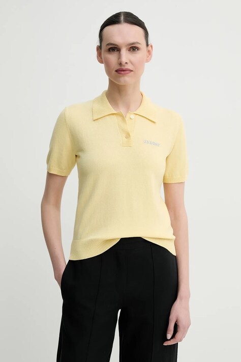 2NDDAY tricou polo din amestec de lână Jean femei, culoarea galben, 2252348408