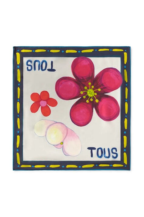 Tous eșarfă de mătase TEXTIL culoarea bleumarin, cu imprimeu, 2002203433