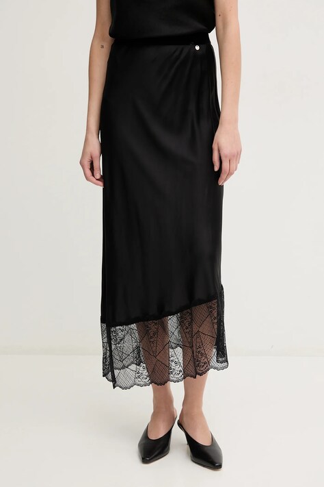 Mos Mosh fustă culoarea negru, midi, drept, 169360