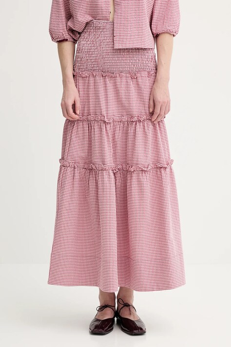 Alohas fustă din bumbac Atenea culoarea roz, maxi, evazati, R100937