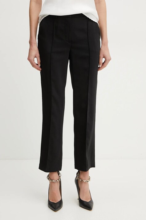 Silvian Heach pantaloni NIKAN femei, culoarea negru, drept, medium waist, GPP25397PA