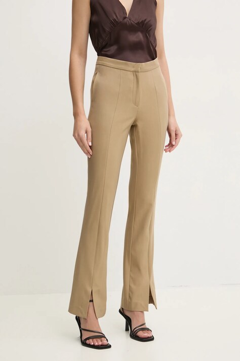 2NDDAY pantaloni Sandras femei, culoarea verde, evazati, high waist, 2252161151