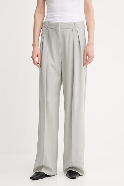 Day Birger et Mikkelsen pantaloni de lână Samuel culoarea gri, lat, high waist, DAY65243752