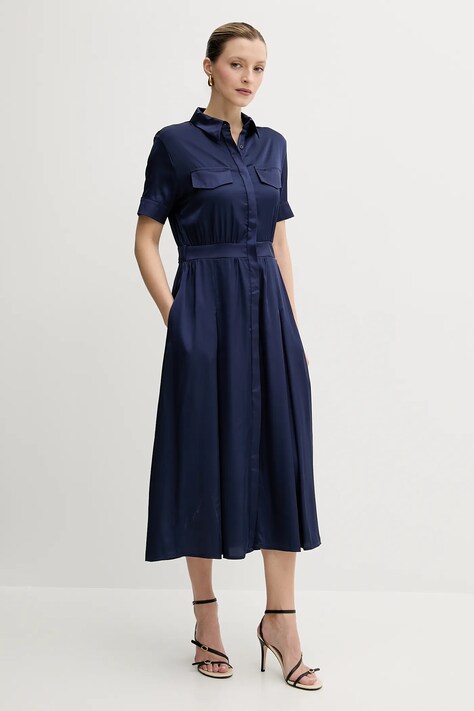 Silvian Heach rochie RISPOL culoarea bleumain, midi, evazată, GPP25453VE