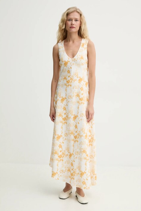 2NDDAY rochie Albarras culoarea bej, maxi, evazată, 2252126286