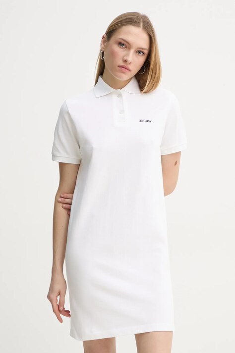 2NDDAY rochie din bumbac Sophia culoarea bej, mini, mulată, 2522227329