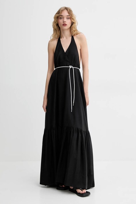 Blugirl Blumarine rochie culoarea negru, maxi, evazată, RA5193.T2948