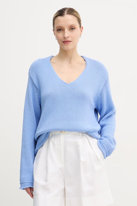Mos Mosh sweter damski bawełniany niebieski 168060
