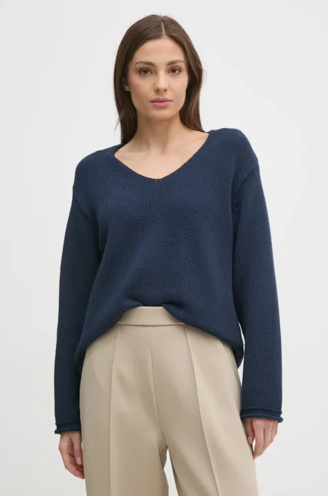 Памучен пуловер Mos Mosh дамски в тъмносиньо 168060