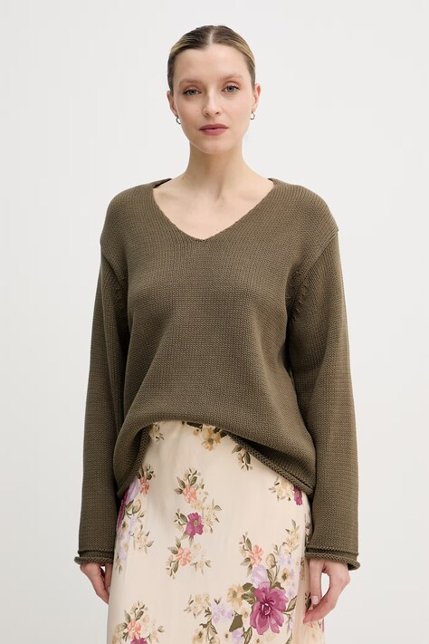 Mos Mosh sweter damski bawełniany zielony 168060