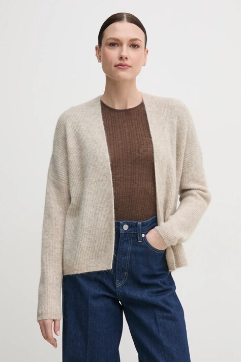 Mos Mosh cardigan din lana femei, culoarea bej, 168780