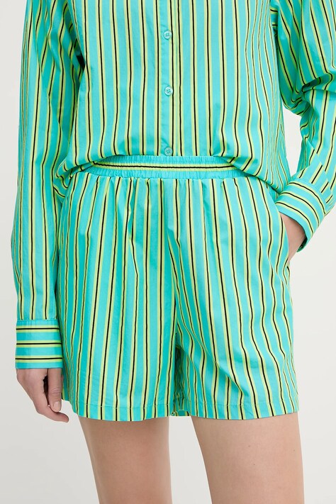 Silvian Heach szorty bawełniane TAIR damskie kolor turkusowy wzorzyste high waist GPP25445SH