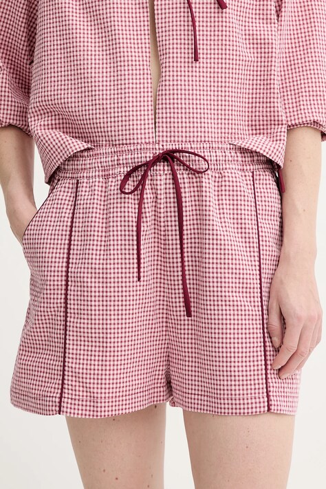 Bavlněné šortky Alohas Saori dámské, růžová barva, high waist, R100945