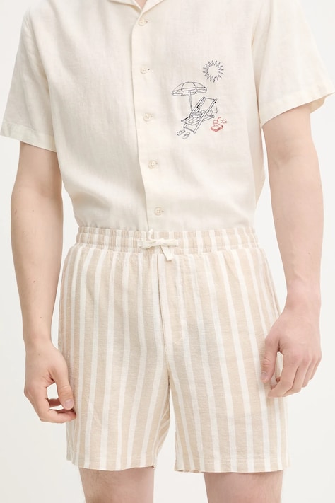 Lněné kraťasy Solid FRIED béžová barva, 21108373 160920