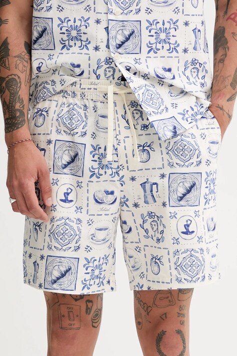 Solid pantaloni scurți din in LIAM culoarea bleumarin, 21108656 194010