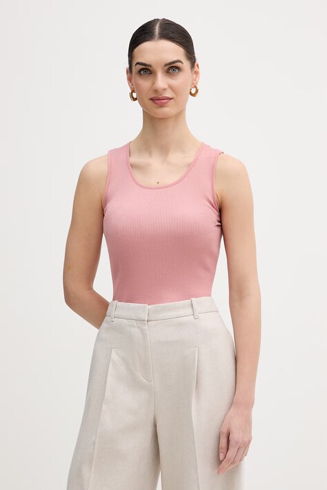 Mos Mosh top z domieszką jedwabiu kolor różowy 168310