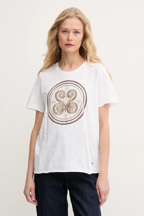 Mos Mosh t-shirt bawełniany damski kolor biały 168100