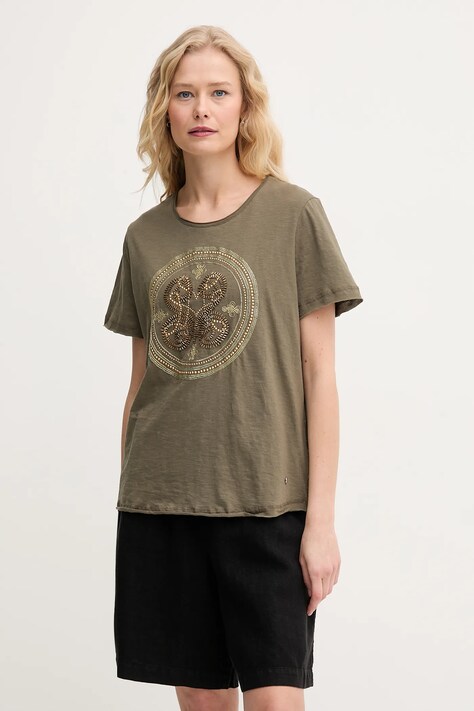 Mos Mosh t-shirt bawełniany damski kolor zielony 168100