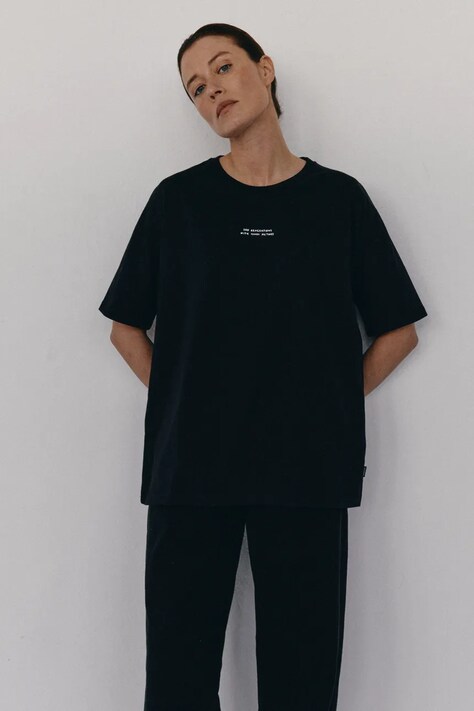 MUUV. t-shirt bawełniany SAD GENERATION WITH HAPPY PICTURES damski kolor czarny