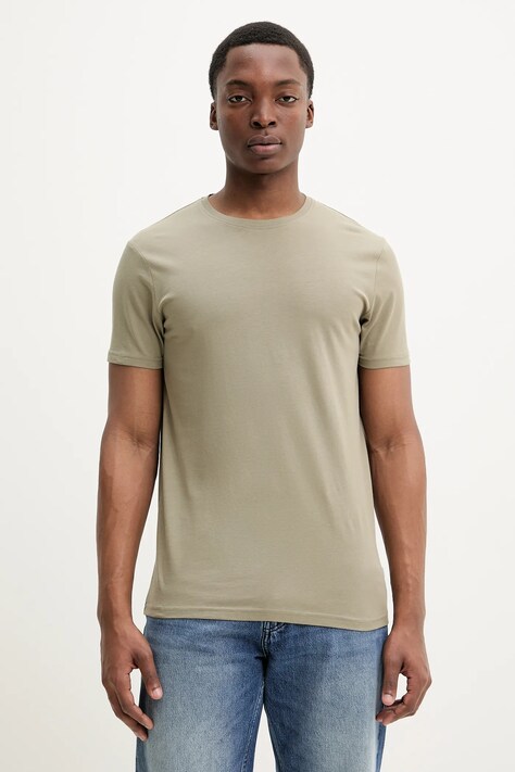 Solid tricou din bumbac ROCK barbati, culoarea verde, neted, 21103651.170613