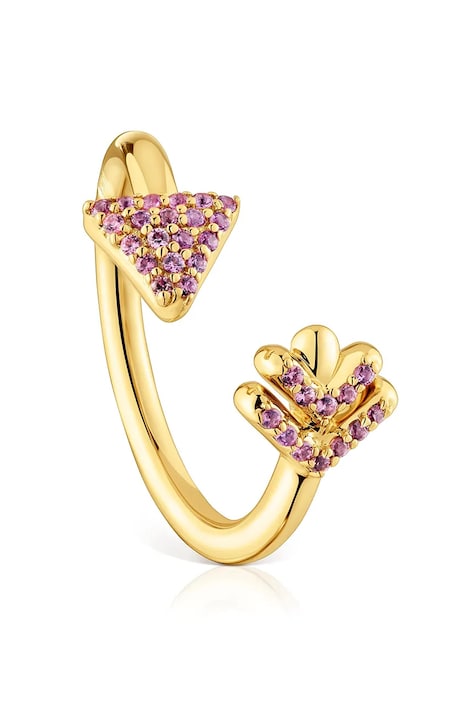 Tous pierścionek damski ze srebra pozłacanego z rodolitem 1004562008