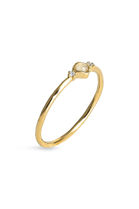 ANIA KRUK pierścionek damski pozłacany z kamieniem księżycowym DUO SMRPN2292Z