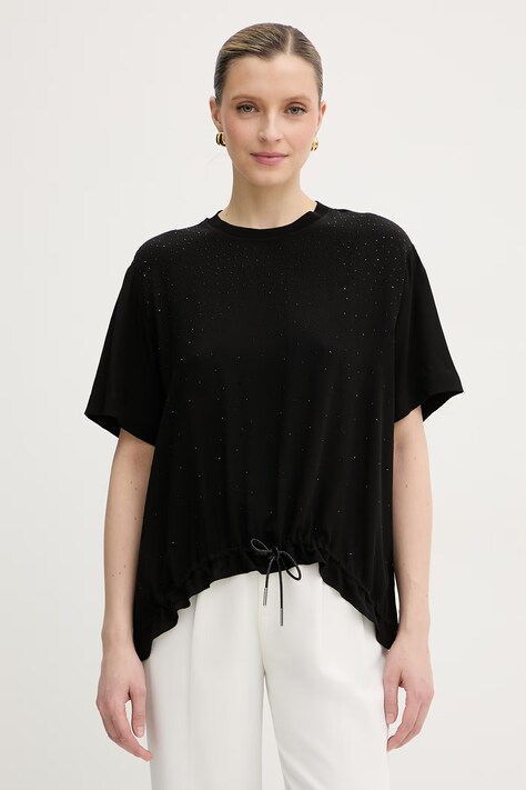 Silvian Heach bluzka damska z wiskozy TIBBIG czarna GPP26229BL