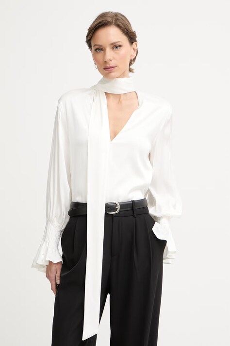 Silvian Heach bluzka damska z wiskozą SALIS beżowa gładka CVP26022BL