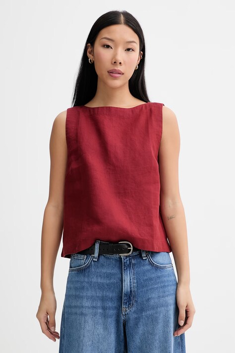 Marc O'Polo top damski lniany bordowy 5000014058