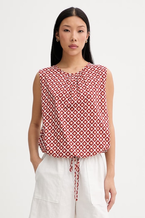 Marc O'Polo bluzka na ramiączkach damska bawełniana czerwona w kwiaty 5000014094
