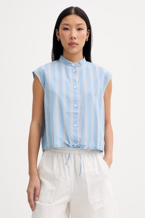 Marc O'Polo риза дамска от памук синя на райе 5000010058