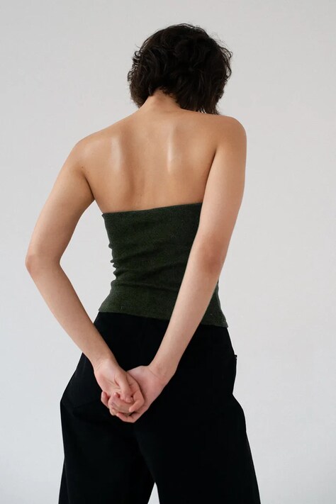 Muuv top da donna in cotone con elastan LINEA verde a righe strette