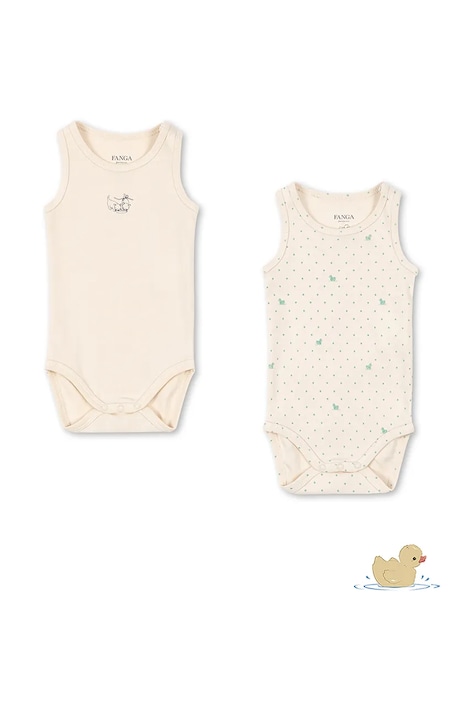 Fanga Fontana body pentru bebeluși, din bumbac FIO 2 PACK SL BODY OCS, pachet de 2 bej FA100063